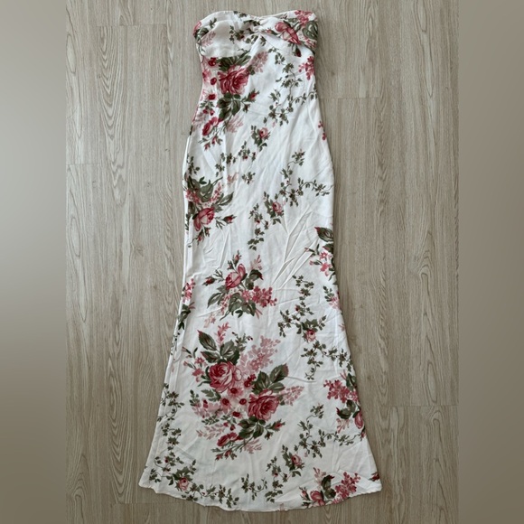 Princess Polly satin strapless floral print maxi dress nwot - Picture 5 of 5